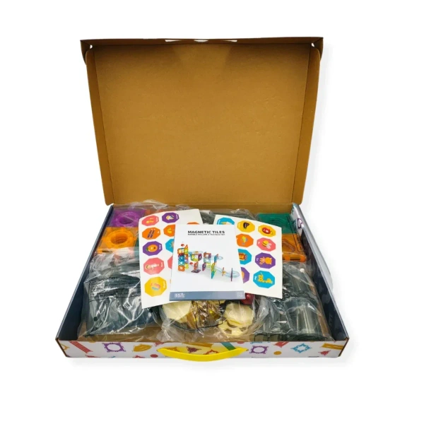 Kulodrom magnetyczny klocki tęczowe 95 el. – Magnetic Tiles3+