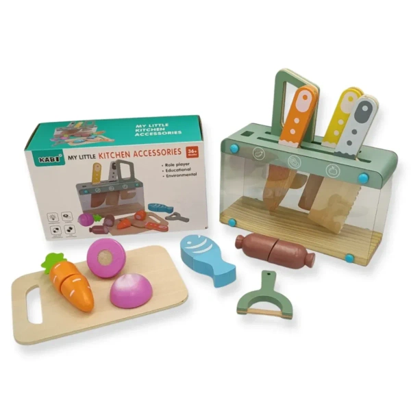 Wooden Kitchen Accessories Play Set 12 pcs – Kabi 3+