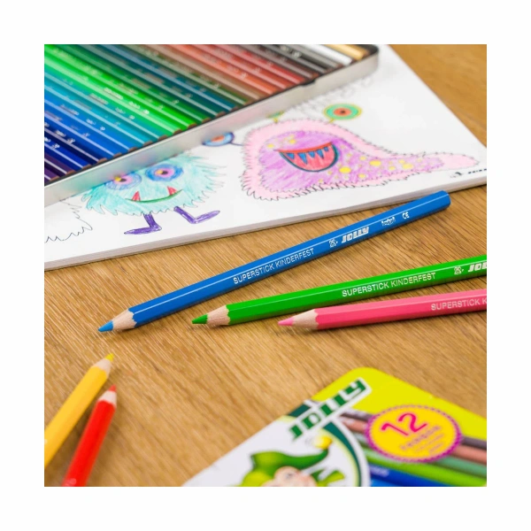 Jolly Supersticks Classic 144 szt. – duży zestaw kredek w drewnianym boxie 5+