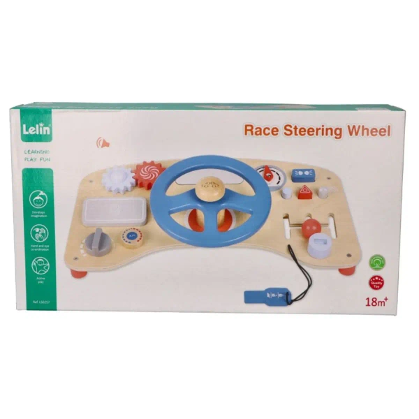 Wooden steering wheel for children