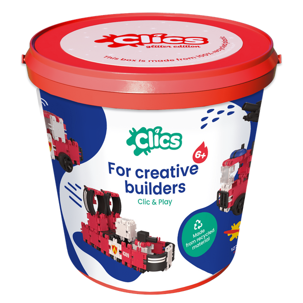 Klocki Clics Wiaderko 8w1 Straż Pożarna 127 el. 4+