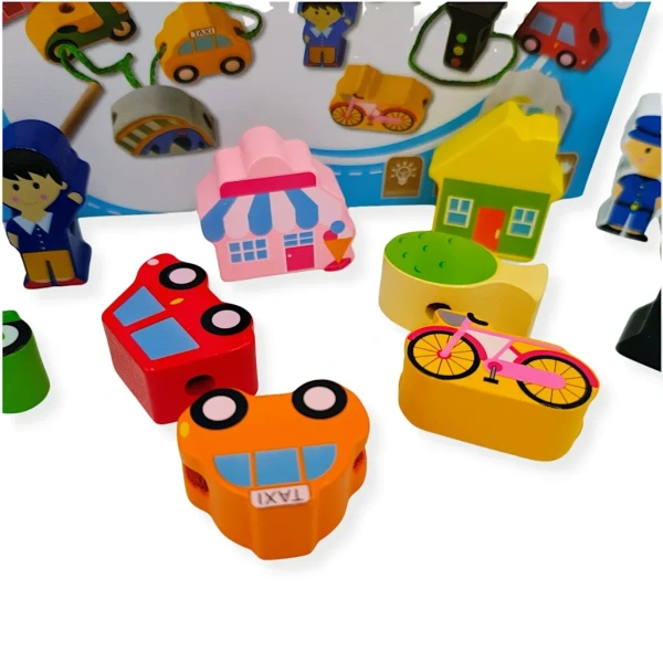 Wooden City Lacing Beads 17 Pieces – Kabi 3+