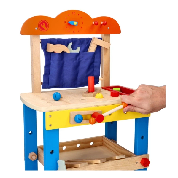 Wooden workshop with tools