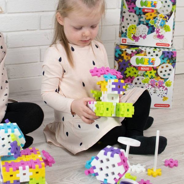 Klocki konstrukcyjne Meli Maxi Constructor Pink 220 el. – 2+
