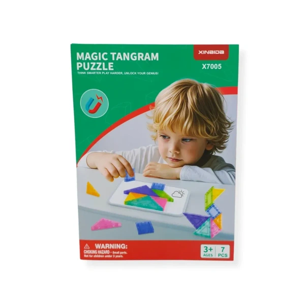 Klocki magnetyczne tangram 7 el. z tablicą – 3+