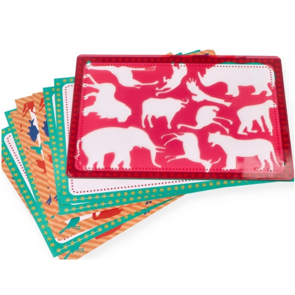 Buddy & Barney kreatywne szablony - dzikie zwierzęta – zestaw z kredkami 4+