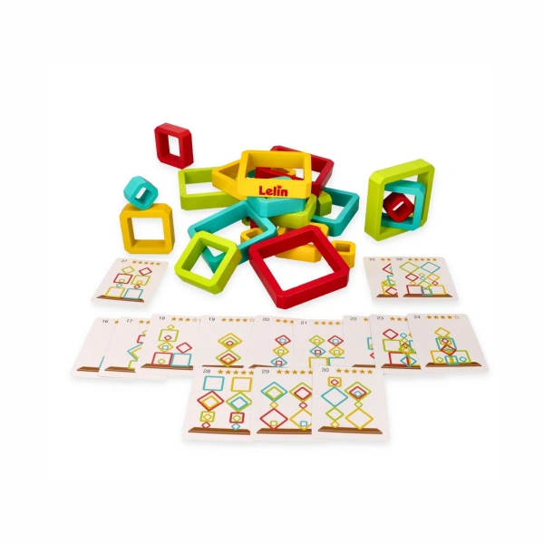 Lelin układanka balansująca geometryczna – drewniana gra zręcznościowa 3+