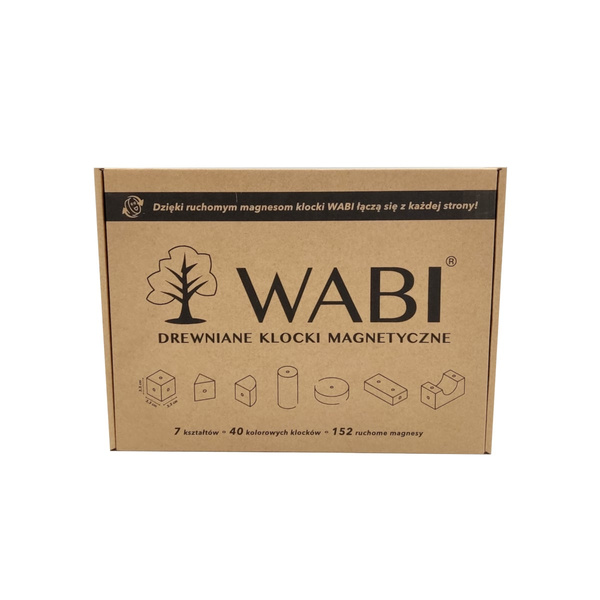 Drewniane klocki magnetyczne WABI 40 elementów z 152 magnesami 3+
