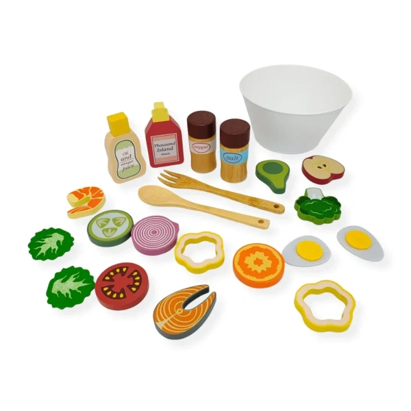 Wooden Kitchen Play Set – 22pc Salad Making Kit – Kabi 3+