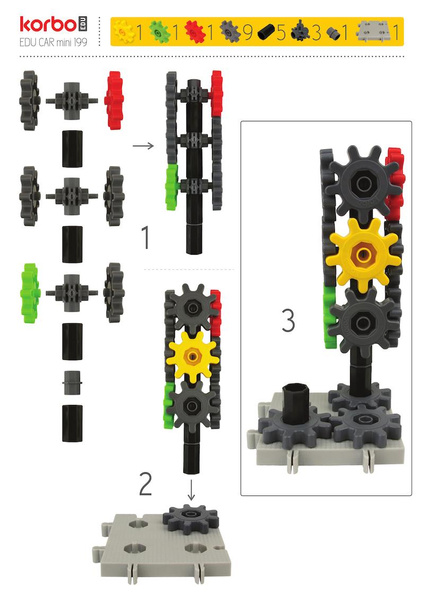 Construction blocks Korbo EDU Car mini 199 el. 