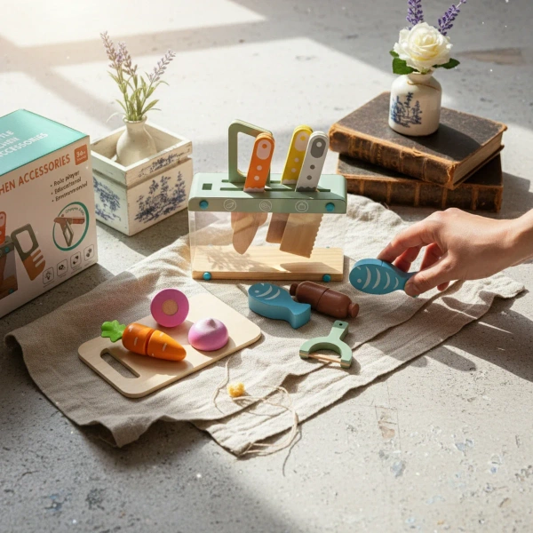 Wooden Kitchen Accessories Play Set 12 pcs – Kabi 3+