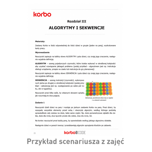 Korbo EDU Code 420 el bricks set. + Book with worksheets 83 x A4