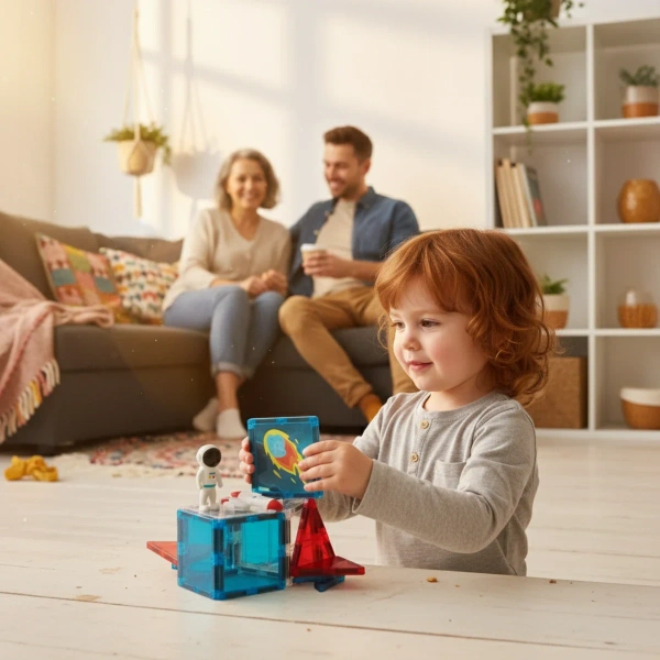 Magnetic tiles Space 39 pcs with astronaut – X-Bida 3+