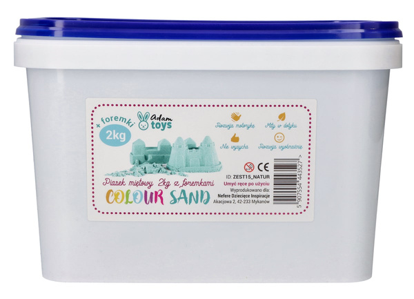 Zestaw - piasek kinetyczny ColorSand 2kg miętowy + foremki i łopatka