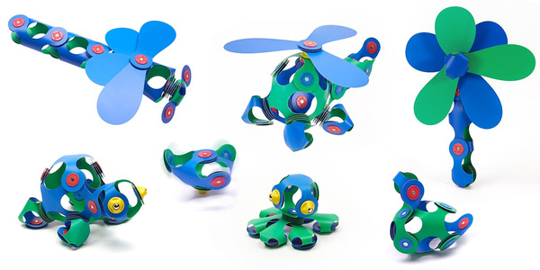Clixo magnetic blocks - Crew Pack - green - blue - 30 el.