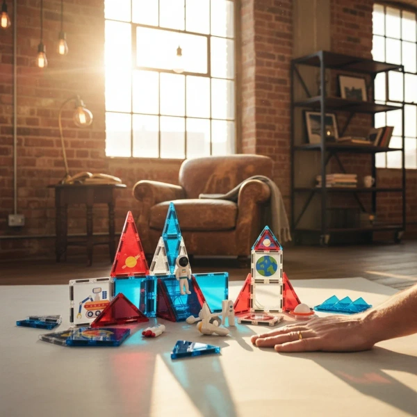 Magnetic tiles Space 39 pcs with astronaut – X-Bida 3+