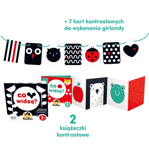 Karty kontrastowe CzuCzu Starter malucha z książeczkami harmonijkami 0-6 miesięcy