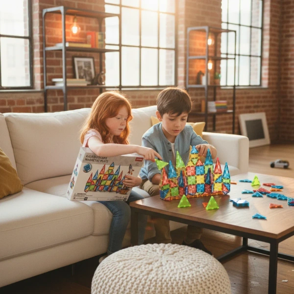 Klocki magnetyczne kalejdoskop 95 el. przezroczyste – X-Bida 3+