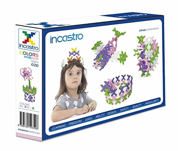 Klocki konstrukcyjne Incastro Midi Pink pastelowe 60 elementów 4+