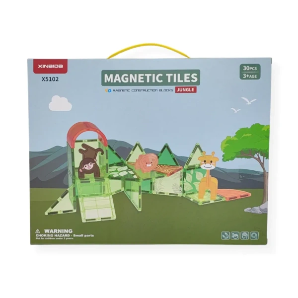Jungle Magnetic Tiles 30 Pieces with Animals – X-Bida 3+