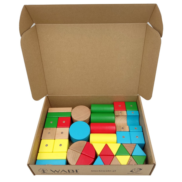 Drewniane klocki magnetyczne WABI 40 elementów z 152 magnesami 3+