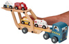 Wooden trailer with vehicles