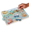 AdamToys drewniana układanka muzyczna 1+ puzzle dźwiękowe - Pojazdy 