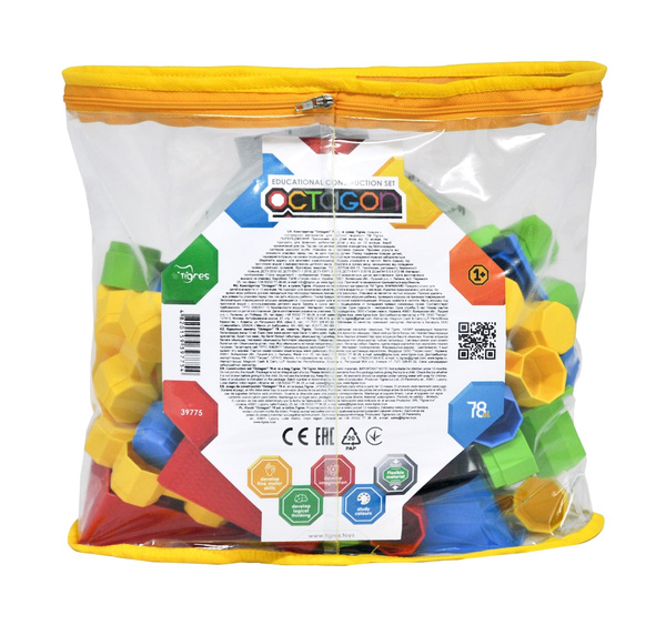 Klocki konstrukcyjne Octagon 78 elementów – Tigres dla dzieci 1+