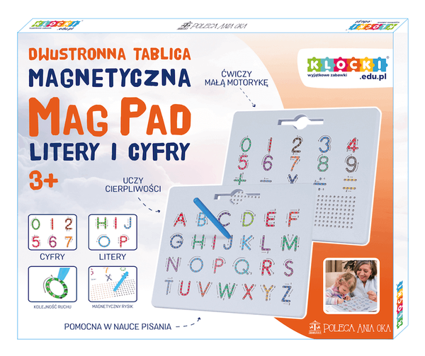 Tablica magnetyczna MagPad Litery i Cyfry – dwustronna 3+