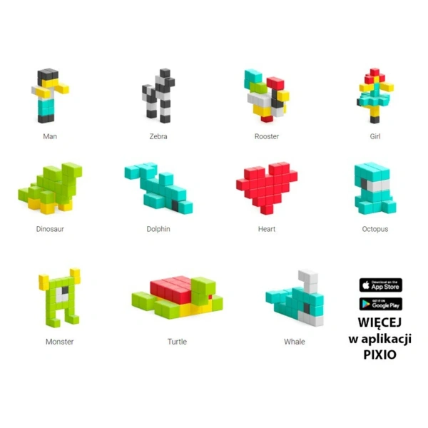 Klocki magnetyczne Pixio 100 elementów Design Series – 6 kolorów 6+