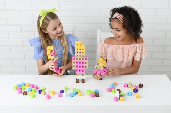 Set of building blocks - Meli Cube Pink 200 el.
