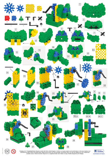 Morphun Gearphun Mały Inżynier 320 el. – klocki z kołami 4+