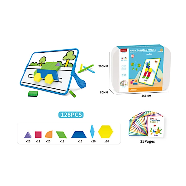 Tangram blocks - magnetic mosaic puzzle with board -