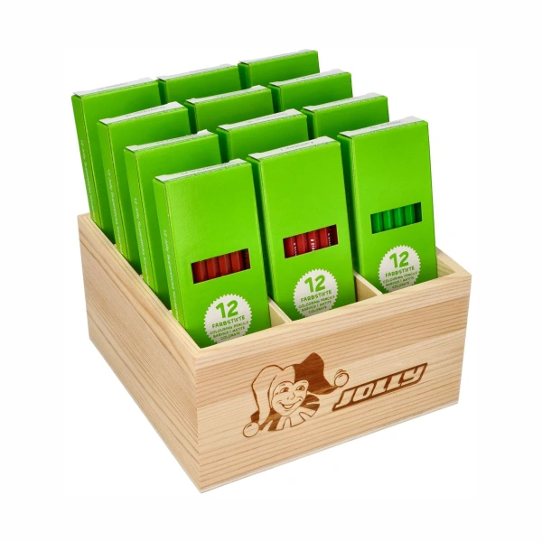 Jolly Supersticks Classic 144 szt. – duży zestaw kredek w drewnianym boxie 5+