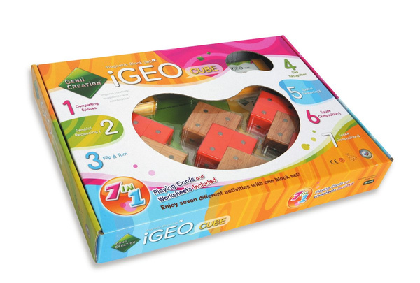 Klocki drewniane magnetyczne - IGEO CUBE 9 el.