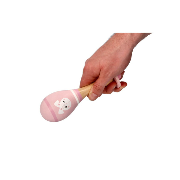 Pink wooden maracas with bunny