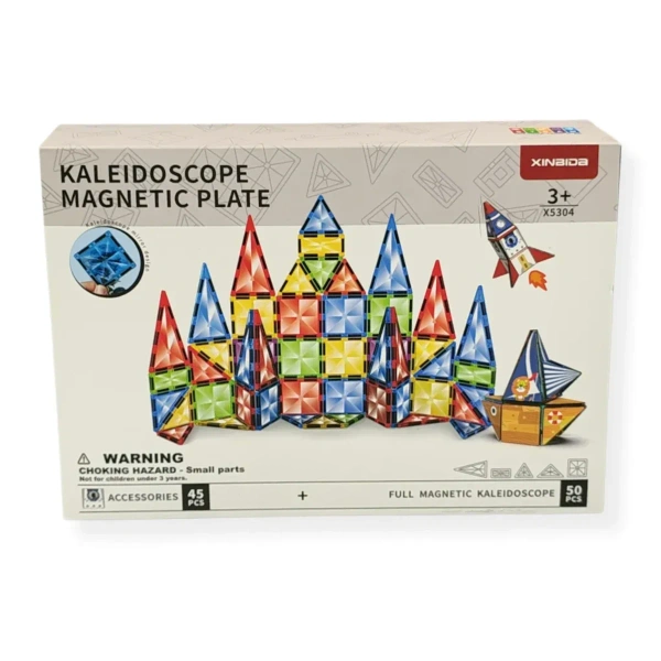 Klocki magnetyczne kalejdoskop 95 el. przezroczyste – X-Bida 3+