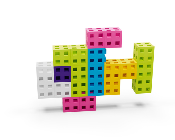 Set of building blocks - Meli Cube Pink 200 el.