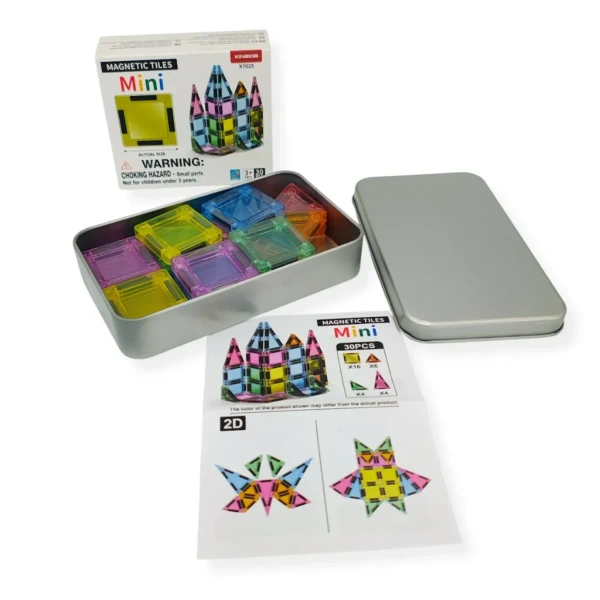Mini Magnetic Tiles 30 pcs in Tin Box – Magnetic Mini Tiles 3+