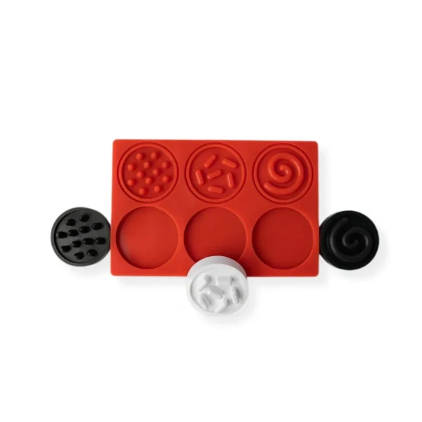 Sensoryczna tęcza - zestaw puzzli sensorycznych - dotyk, kształt - 45 el. 1+