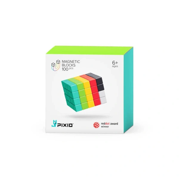 Klocki magnetyczne Pixio 100 elementów Design Series – 6 kolorów 6+
