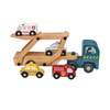 Wooden trailer with vehicles