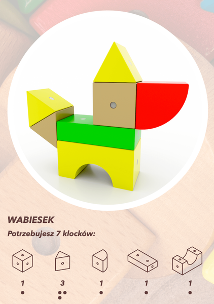 Drewniane klocki magnetyczne WABI 20 el. – starter 3+