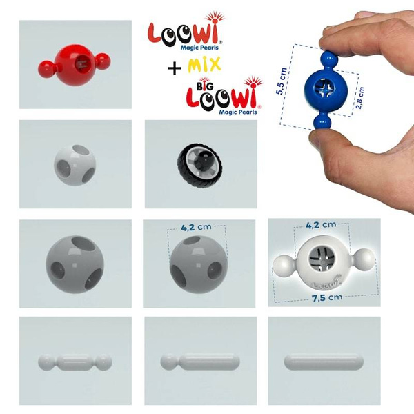 Klocki konstrukcyjne Loowi i Big Loowi mix 45 el. – 3+