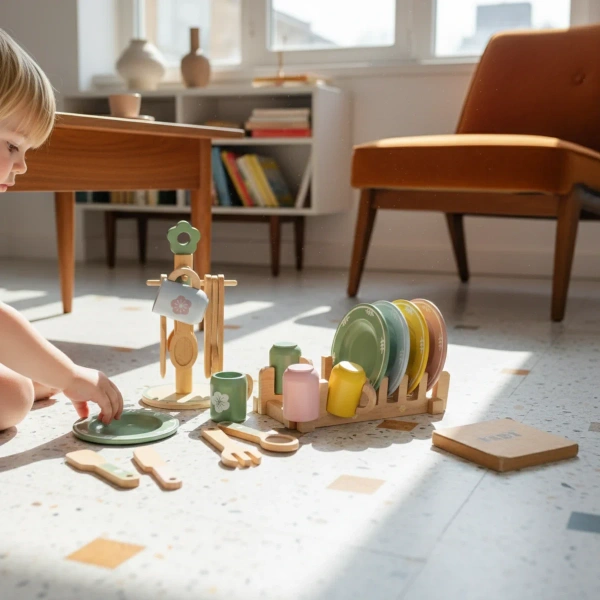 Drewniane naczynia dla dzieci z suszarką 4 os. – Kabi 3+