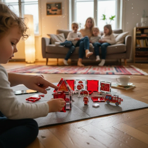 Klocki magnetyczne straż pożarna 48 el. – Magnetic Tiles 3+