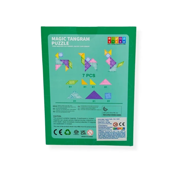 Klocki magnetyczne tangram 7 el. z tablicą – 3+