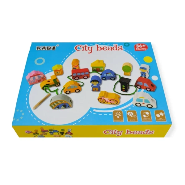 Wooden City Lacing Beads 17 Pieces – Kabi 3+