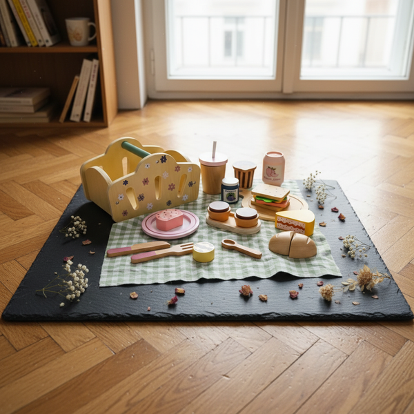 Drewniany zestaw piknikowy z koszyczkiem – Kabi 3+