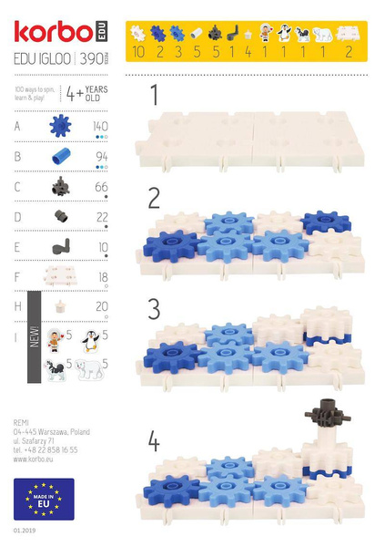 Klocki konstrukcyjne Korbo Edu Igloo 390 el. – Arktyka 4+